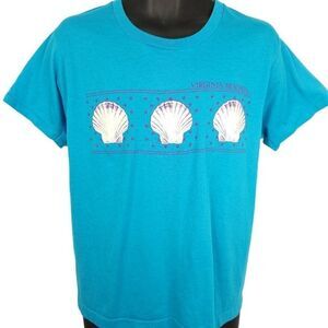 Virginia Beach T Shirt Vintage 80s Sea Shells Travel Made In USA Mens Medium